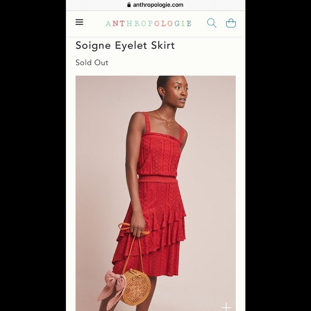 New Anthropologie Soigne Eyelet skirt xl red